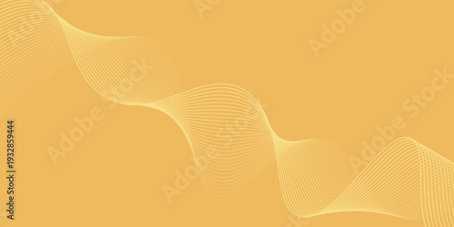 Abstract background with lines and waves. Medium banner size. Element for design isolated. Vector background for brochure, booklet, flyer, poster. Orange and yellow gradient