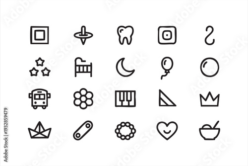 Kids and Baby Outline Symbols for Parenting and Education Projects