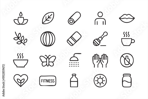 Wellness and Spa Outline Icon Set for Health and Lifestyle Design