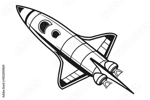 Modern rocket ship soaring through space with sleek design and powerful engines