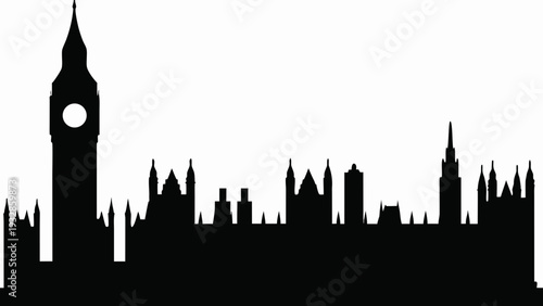 London city skyline with Big Ben tower silhouette