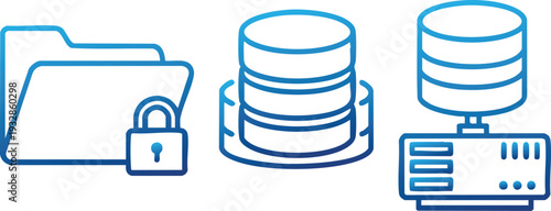Data Storage Server and Database Line Icon