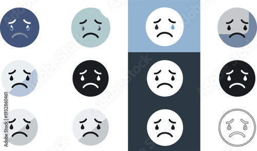 Sad Emoji Face Icon Set Negative Emotion Expressions