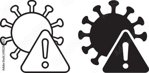 Bold virus alert and infection warning line icon.