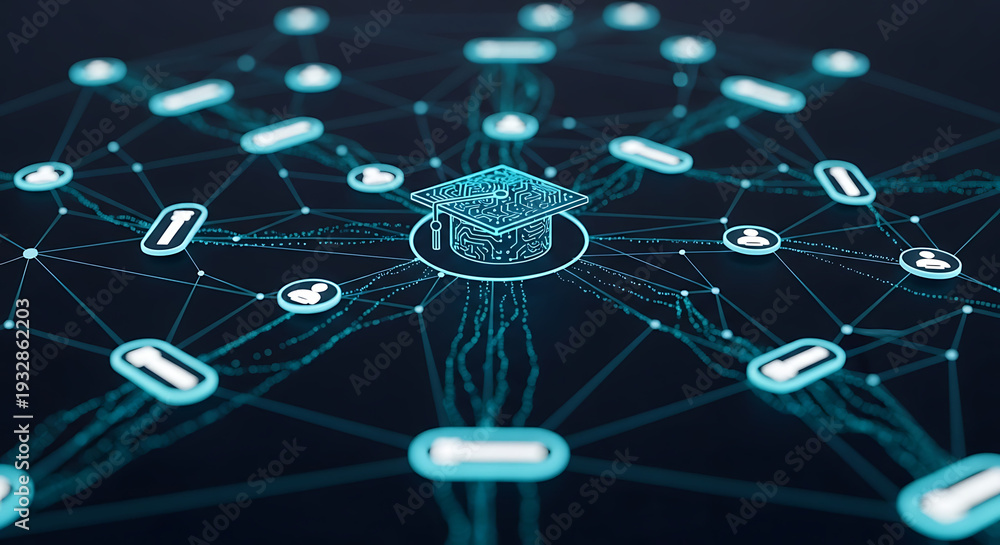 Obraz premium AI Adaptive Learning Education Platform Concept 3D