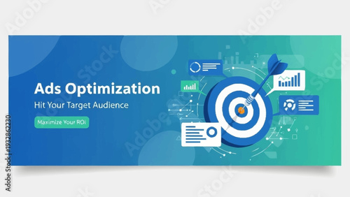 Target Icon with Advertising Optimization Graphics.