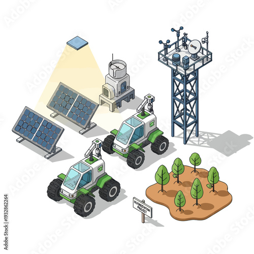 Futuristic Rovers and Solar Energy System.