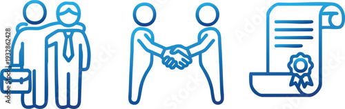 Agreement Handshake and Contract Line Icon