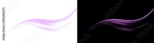 Konstfotografi Abstract neon purple swirl swoosh with luminous glow and curved light trails