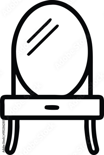 Vanity table line art mirror frame feminine furniture