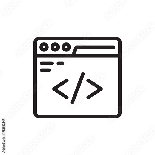 Programming icon featuring code symbols in browser window interface