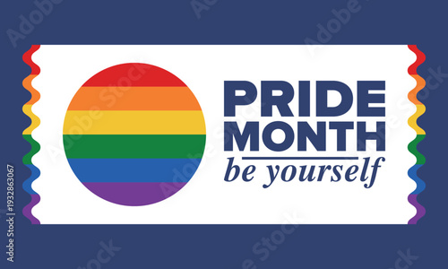 LGBT Pride Month in June. 2026. Lesbian Gay Bisexual Transgender. Celebrated annual. LGBT flag. Rainbow love concept. Human rights and tolerance. Poster, banner and background. Vector illustration