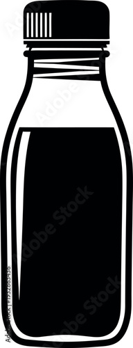 Isolated vector illustration of a glass bottle and jar of milk alongside a red wine beverage for a restaurant bar celebration