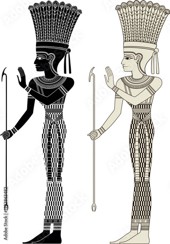 Anuket . Egyptian ancient symbol. Isolated figure of ancient egypt deities.Religion icon.Culture.Design element.