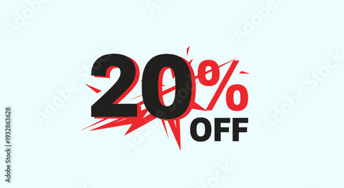 20% Off Red and Black Discount Vector Banner