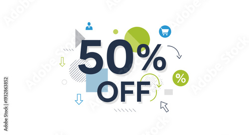 50% Off Discount Sale Promotion Vector Illustration