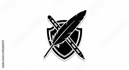Symbol of writing and protection, representing literary security and creative defense.