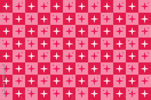 A vibrant pink and white star pattern fills the entire frame with a repeating design
