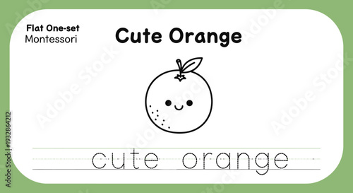 Cute Orange Drawing for Kids Learning - Trace the Word Orange