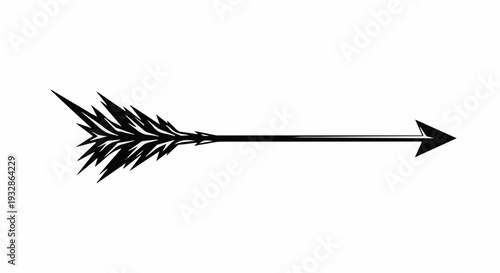 Stylized arrow with feathered fletching, symbolizing direction and progress