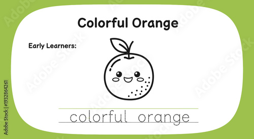 Cute Orange Fruit Character for Kids Learning Colors and Shapes