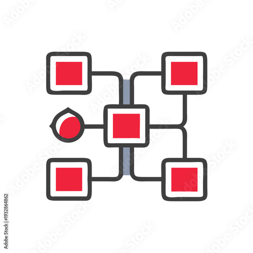 Connected Nodes Flowchart Icon Showcasing Infrastructure Organization and Database Logic for Cyber Monday