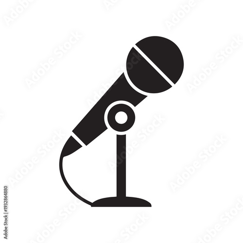 Microphone stands on a minimalist background for audio and podcasting setups