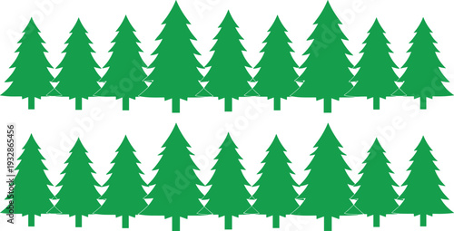 Green Pine Tree Collection Set with Different Evergreen Forest Trees Isolated on Light Background Vector Illustration