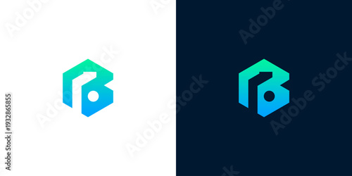 Sleek and vibrant abstract letter B logo design featuring a modern geometric shape with a dynamic blue-green gradient, ideal for corporate branding or technology ventures