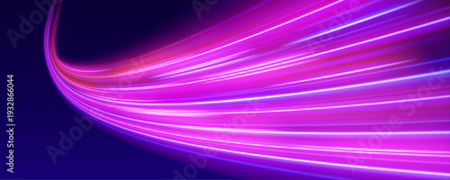 Rainbow glowing motion streak arcs elegantly, leaving radiant luminous paths and subtle sparkling highlights. Dynamic futuristic effect. vector