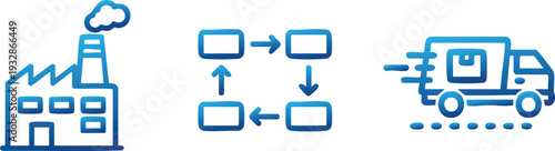 Workflow Process and Flowchart Line Icon