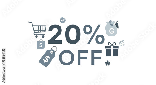 20% Off Discount Sale Promotion Vector Illustration