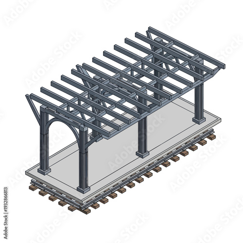 Steel Structure Framework with Metal Beams.
