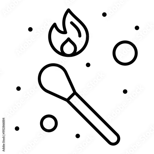 Ignition spark: Illustration of a burning match, the symbol of idea, fire and creation.