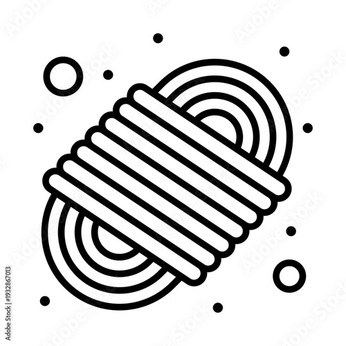 Yarn Ball's Playful Structure: An artful yarn ball illustration in simple line art, showing its unique shape and texture.