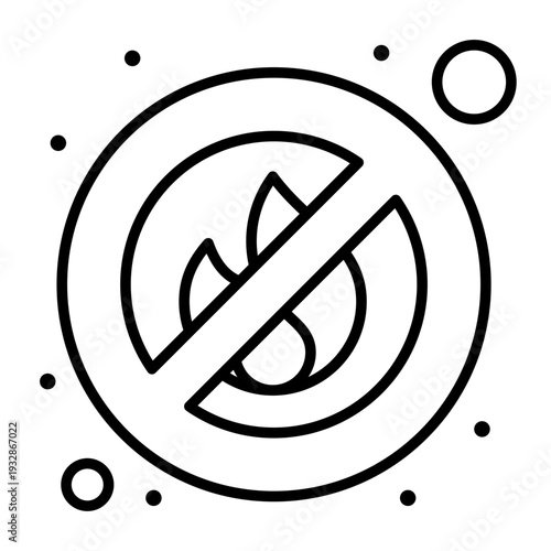No Fire Allowed: A simple yet impactful illustration of a no fire symbol, representing a crucial safety measure or restriction, rendered in a clean, modern design.
