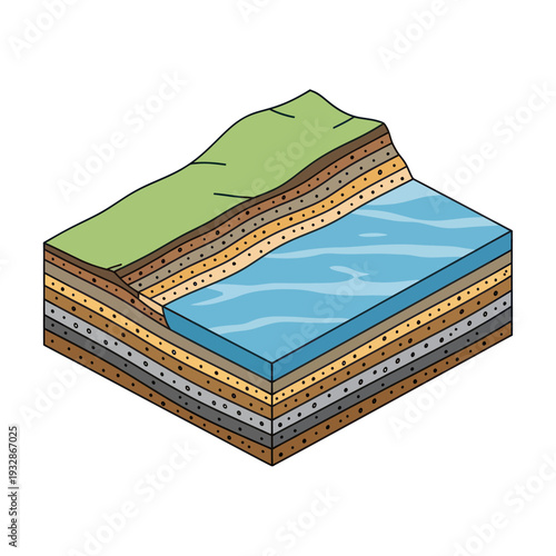 Geological Cross Section Diagram Layers Earth.