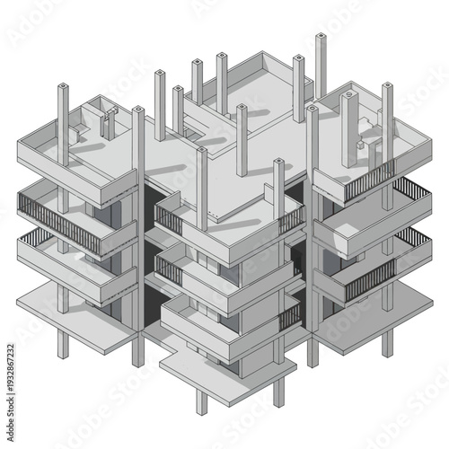 Multi Level Building Structure Architectural Model.