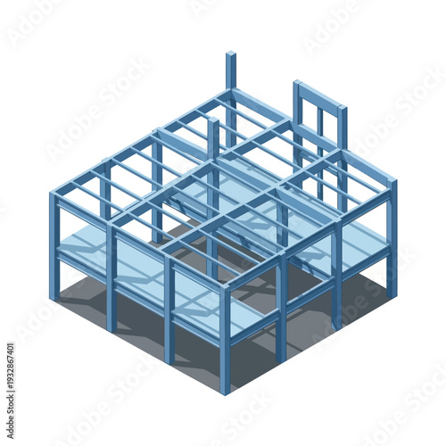 Blue Metal Building Frame Structure.