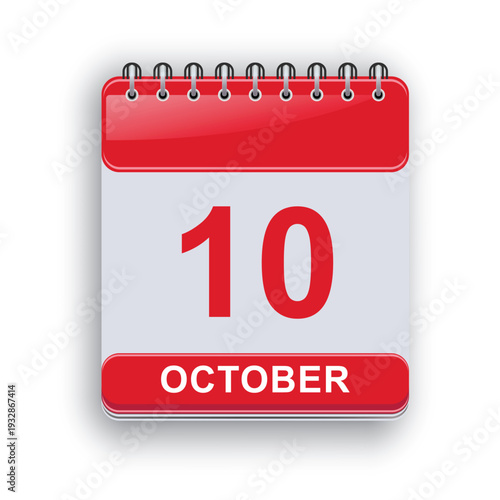October 10 Daily Calendar Template Minimal Desk Planner Page