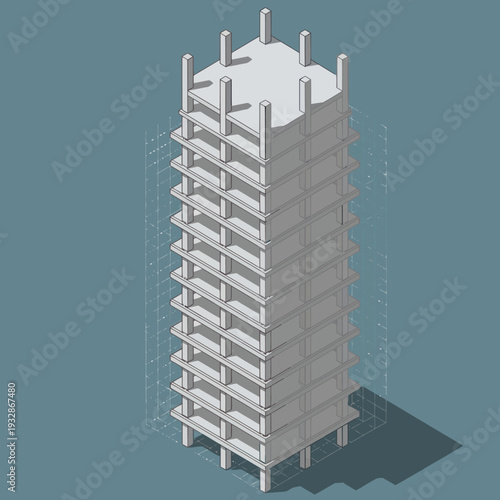 3D Rendering of Modern Apartment Building.