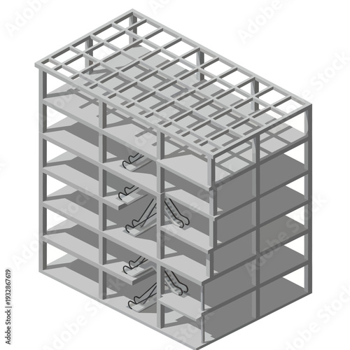 Metal Storage Rack with Multiple Shelves.