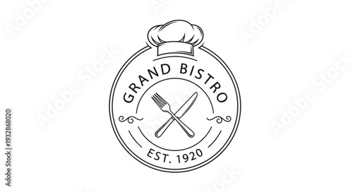 Elegant Grand Bistro Logo Depicting Culinary Excellence and Timeless Tradition Since 1920.