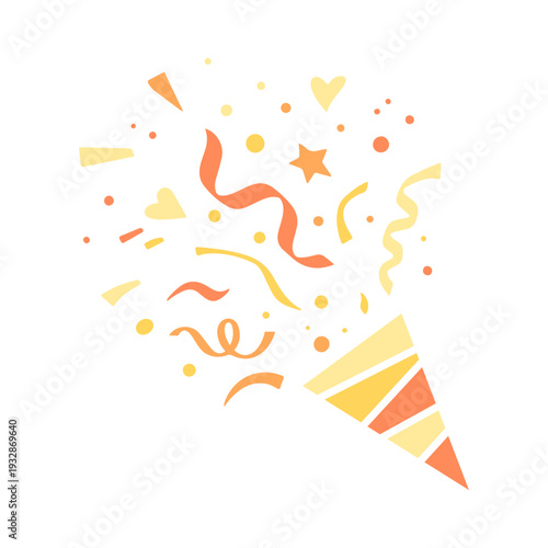 Minimalist Celebration Confetti and Party Popper Vector
