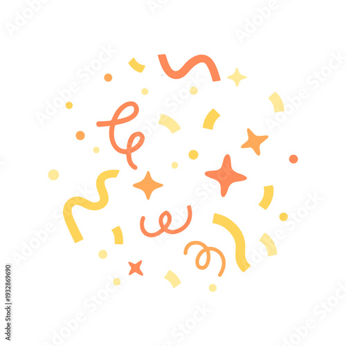 Minimalist Celebration Confetti and Party Popper Vector