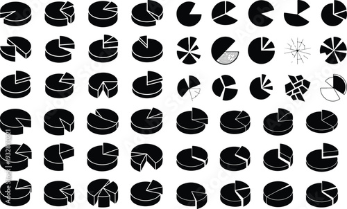 Set of 40 pie chart icons vector