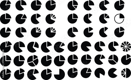 Set of 40 pie chart icons vector