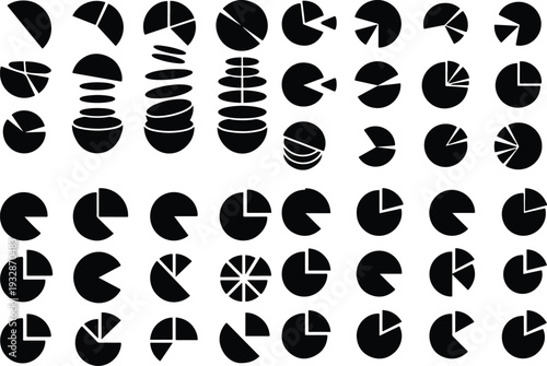 Set of 40 pie chart icons vector