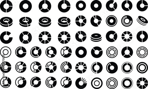 Pie Chart Collection Silhouette Icon Set Analytics Pie Chart Typography Silhouette Icon Pack