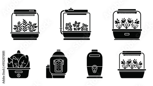 Smart indoor hydroponic gardening system set with LED grow lights automatic planters and herbal greenhouse